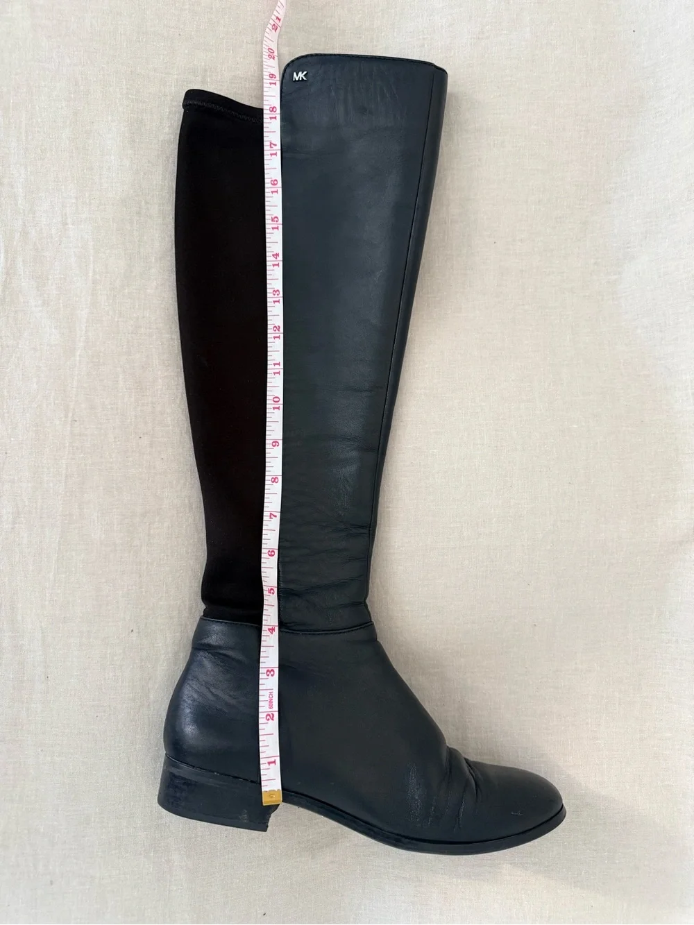 Michael Kors Over-the-Knee Leather Stretch Boots Sz 7.5 Fits 8 Black Low Heel